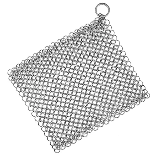 TOPULORS Cast Iron Scrubber 316 Stainless Steel Cast Iron Skillet Cleaner 8