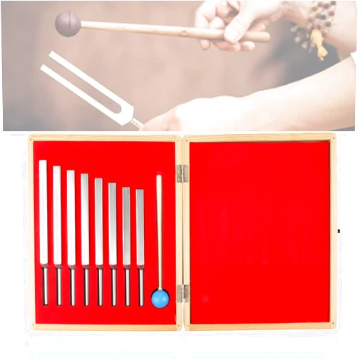 FAUOSWUK 8 Pcs Tuning Fork Set,256Hz 288Hz 320Hz 341.3Hz 384Hz 426.6Hz 480 Hz 512Hz Tuning Fork Instruments Tuning Vibration