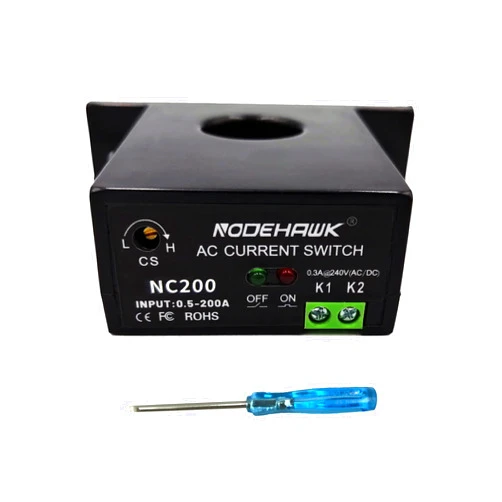 Nodehawk AC Current Sensing Switch 0-200A Normally Closed Current Sensor Monitoring Relay (NC200)