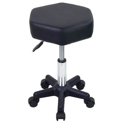 FURWOO Hexagon Rolling Stool Height Adjustable Stool with Wheels for Spa Salon Massage Black