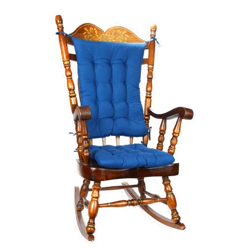 Trenton Gifts 2-Piece Padded Rocking Chair Cushion Set. Comfortable Blue Seat and Back Pad. Fits Most Rocking Chairs. Premium Quality Fabric