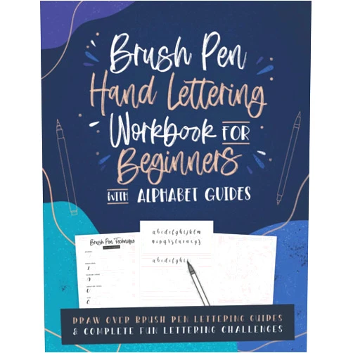 Chickpeach Studio Brush Pen Hand Lettering Workbook for Beginners with Alphabet Guides: Draw Over Brush Pen Lettering Guides & Complete Fun Challenges