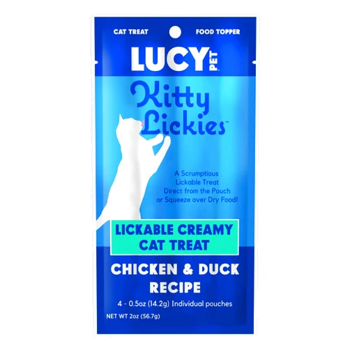 Lucy Pet Products Kitty Lickies Creamy Lickable Cat Treat, Chicken and Duck Recipe, 2oz.