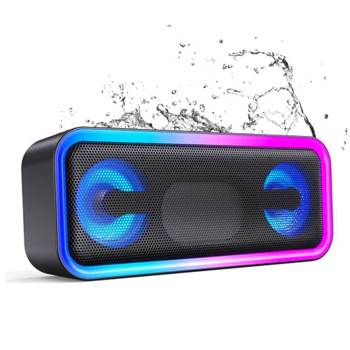 MEGUO Bluetooth Speaker, A8 Pro Wireless Pairing Speaker with 20W Stereo Sound, Punchy Bass, IPX5 Waterproof, 15Hrs Playtime, Multi-Colors Lights, for Home,Outdoor,Travel