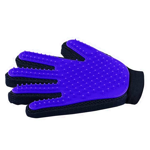 DELOMO Pet Hair Remover Glove - Gentle Pet Grooming Glove Brush - Deshedding Glove - Massage Mitt with Enhanced Five Finger Design - Perfect for Dogs & Cats with Long & Short Fur - 1 Pack (Right-hand), Purpl