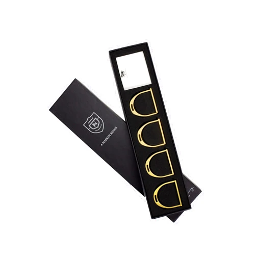 Asmar Equestrian Napkin Ring Set, 4 Napkin Rings and 10 Name Tags (Matte Gold)