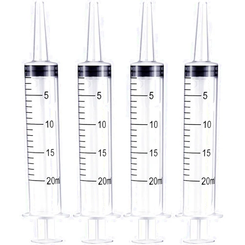 Frienda Large Plastic Syringe 4 Pack Measuring Syringe Tools Dispensing Multiple Uses(20 ml)