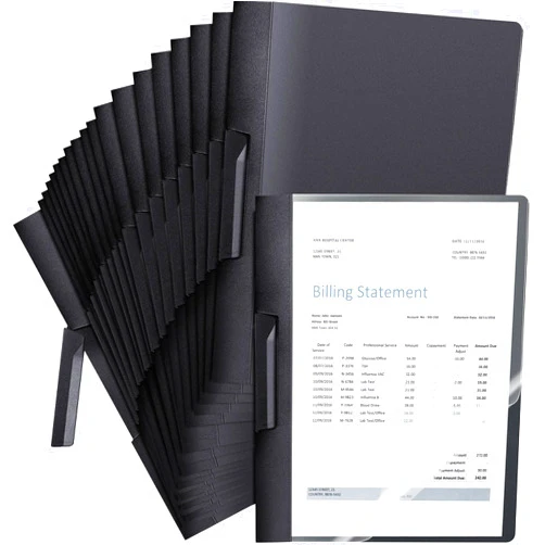 Maitys 25 Pack Clear Report Covers with Clip 11.4 x 9 Inch Presentation Folders Transparent Front Cover Portfolio Folder Resume Folder Interview Report Folders for Letter Size (Black)