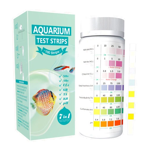 SpringSmart 7 in 1 Aquarium Test Strips Kit - 100 Strips Use for Freshwater Fish Tank, Fish Pond, Accurate & Fast Testing pH/Nitrite/Nitrate/Chlorine/Carbonate/Total Alkalinity/Hardness