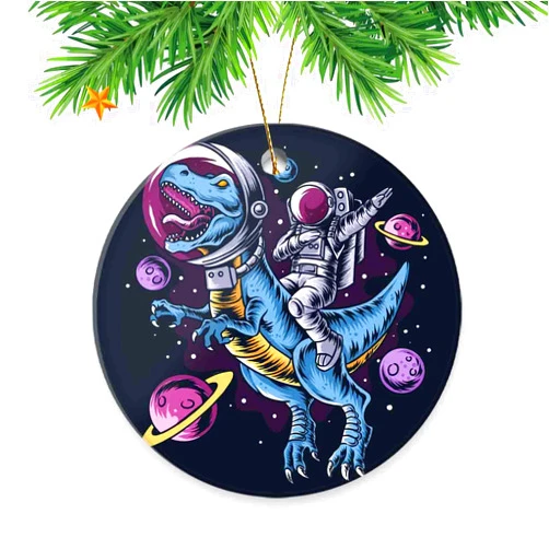 ATEDEANEI Dinosaur Christmas Ornaments Astronaut Dinosaur,Small Xmas Tree Party Holiday Decorations