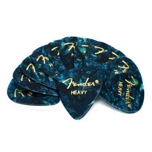 Fender Premium Celluloid Guitar Picks 351 Shape, Guitar Accessories, Ocean Turquoise, Heavy, 12-Pack