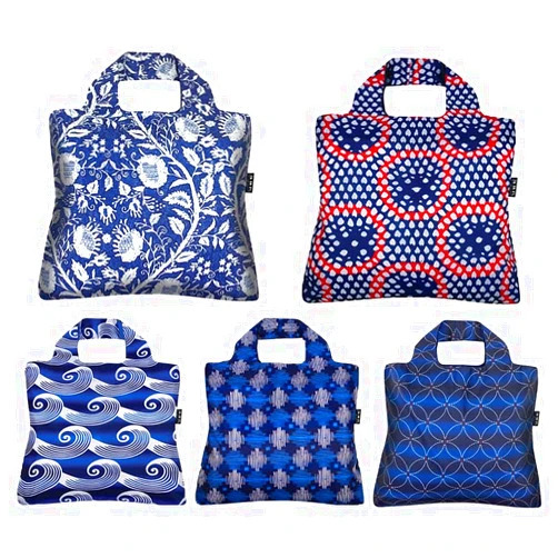 Envirosax Reusable Grocery Bags- Set of 5 Tokyo Designs,Eco Friendly Foldable Shopping Tote Bag