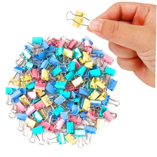 OWLKELA 120 Pack Mini Binder Clips, Color Binder Clips, Small Paper Clips 15mm 5/8 Inch. Micro Size Office Clips for Home School Office and Business.