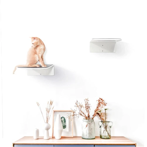 Bqw Cat Steps Wall Mounted Floating Cat Shelf Furniture Climbing Wall for Cat Perching Sleeping Lounging with 2 Steps (Steps)