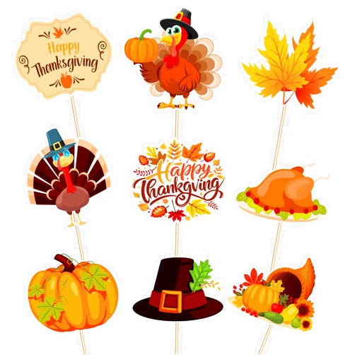 M1NTP1US + 144PCS Thanksgiving Cupcake Toppers Toothpicks Decorations - Turkey Day Fall Picks Food Appetizers Sticks Party Supplies