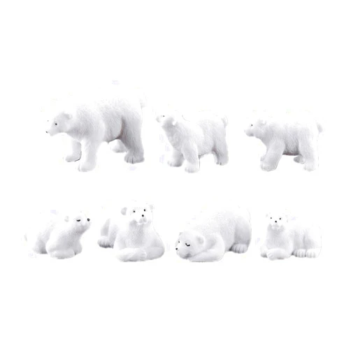 TOYANDONA 10pcs Polar Bear Toy Figurines Set, Realistic Plastic Animal Figures - Cake Toppers for Home Decoration (Random Style)