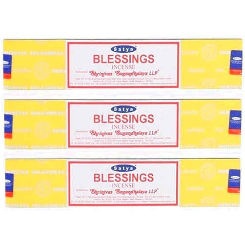 Booghe Satya Nag Champa Blessings 100% Natural Incense Sticks | 3 Packs | Handmade Incense Sticks | Used for Stress Relief, Spiritual Decor, Smudging and Meditation