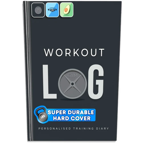 Workout Log Gym - 6 x 8 Inches - Hardback Gym and Fitness Diary with Heavy-Duty Covers - Set Goals, Track 100 Workouts and Record Progress - Charcoal Gray