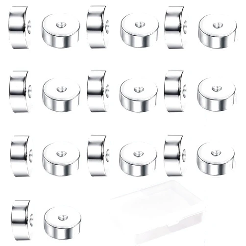 MJust 18G 20G Screw Ball Backs Flat Earring Backs Stainless Steel Replacement Balls Metal Earring Backs for Studs Piercing Parts for Body Jewelry FB20