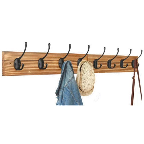 IBosins Wall Mounted Coat Rack, 31-2/5'' Long, Entryway Hanging Coat Rack, Metal Wood Coat Rack with 8 Black Literary Rustic Hooks Rail for Coat, Scarf, Bag, Towel, Key, Cap, Cup, Hat