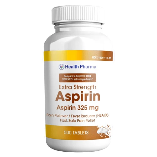 HEALTH LFE Health Pharma Extra Strength Aspirin Pain Reliever & Fever Reducer, 325 mg White Tablets I Compare to Bayer Active Ingredients (500 Count (Pack of 1))