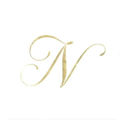 Gift Boutique 100 Gold Monogram Cocktail Napkins Letter N Disposable Paper Pack Elegant Metallic Golden Foil Hand Napkin for Powder Room Wedding Holiday Birthday Party Baby Shower Decorative Towels