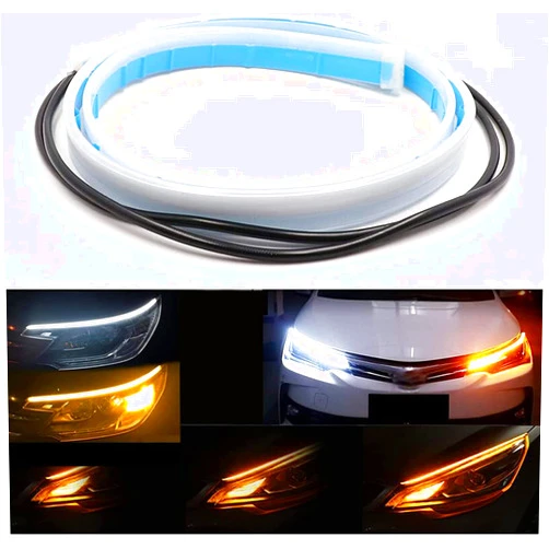 JinRui-T 2Pcs 24 Inch Led Strip Lights for Cars Led Headlight Strip Switchback Sequential Led Strip Daytime Running Lights Turn Signal Bulb DRL Amber/Yellow & White…