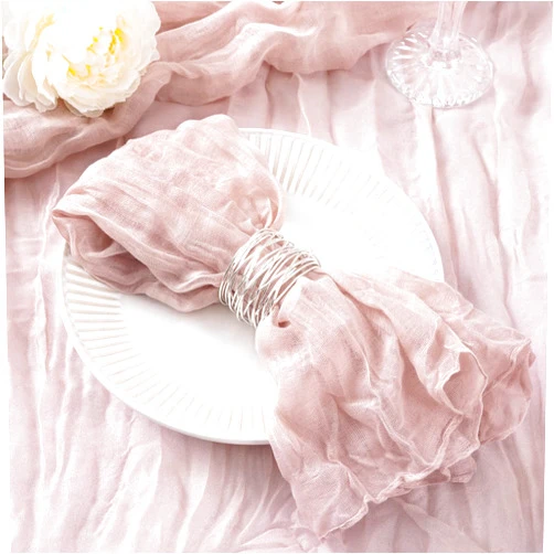 DeZerlor 20 Pack Pink Cheesecloth Napkins Spring Easter Cloth Napkins Set of 20 Pale Pink Dinner Napkins Bulk 21x21 Inches for Wedding Bridal Shower Baby Shower Parties