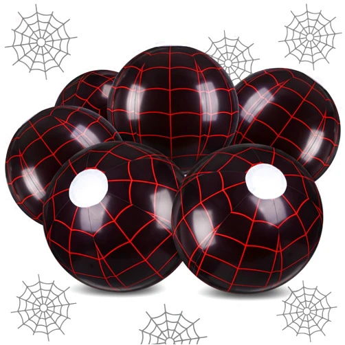 Soulchen 6 Pack Spider Web Themed Beach Ball Bulk for Kids 7.87