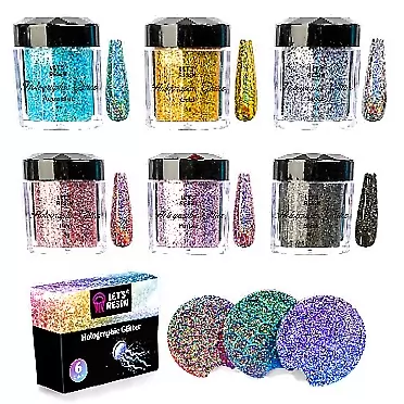 LET'S RESIN 0.08mm Holographic Glitter, Ultra Fine Glitter for Epoxy Resin/Resin Molds, Sparkle Saturated Color Glitter Powder for Nail Art, Slime, Tumbler, Body, Hair, Face blue