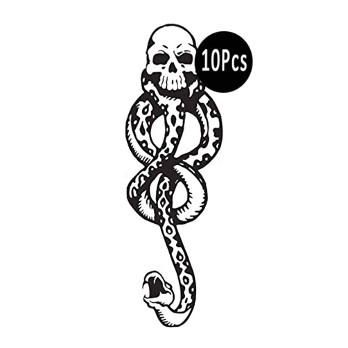 CHASPA 10 Pcs Magic Mantra Snake Skull Dark Mark Death Eater Temporary Halloween Cosplay Tattoo Accessories