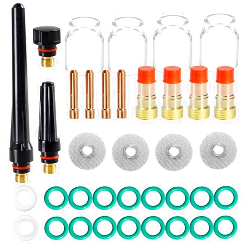 TIANLYLIN 37pcs TIG Gas Lens Collet Body & #12 Glass Cup Kit DB SR WP 17 18 26 TIG Welding Torch