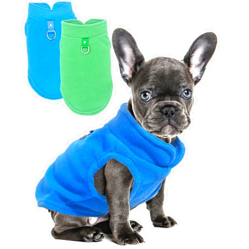 Generic 2 Pieces Fleece Dog Sweater Vest Winter Warm Dog Sweaters for Small Dogs Male Female Fall Pullover Dog Clothes with D-Ring Soft Puppy Sweater Cold Weather Dog Coat Sweater (Blue,Green, Large)