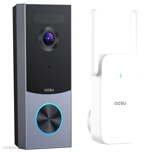 aosu Doorbell Camera Wireless, Local Storage, 5MP Ultra HD, Triple Motion Detection, 2.4/5 GHz WiFi, Built-in 8GB, Rechargeable Battery, Alexa & Google Compatible
