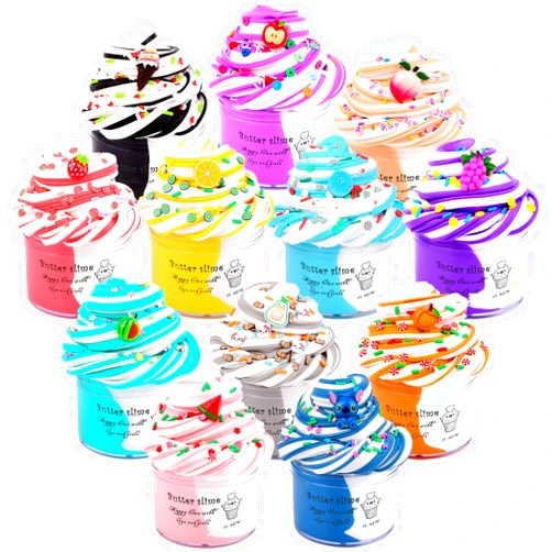 LUBIANZOU Butter Slime Kit 12 Pack Party Favor Toys,DIY Premade Putty Slime Toys for Kids,Dual Color Butter Slime Set, Christmas Toy for Girls Boys