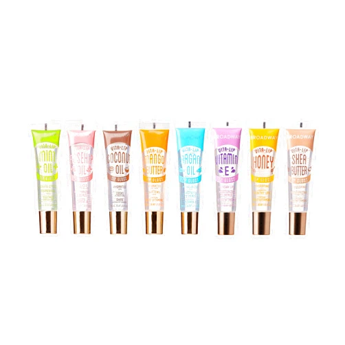 Ruby Kisses Broadway Vita-Lip Clear Lip Gloss (8 Pack), Ultra-Hydrating & Soothing Formula with Vitamins, High-Shine Non-Sticky Finish Lip Balm with Mint, Rosehip, Coconut, Mango, Argan, Honey, Shea