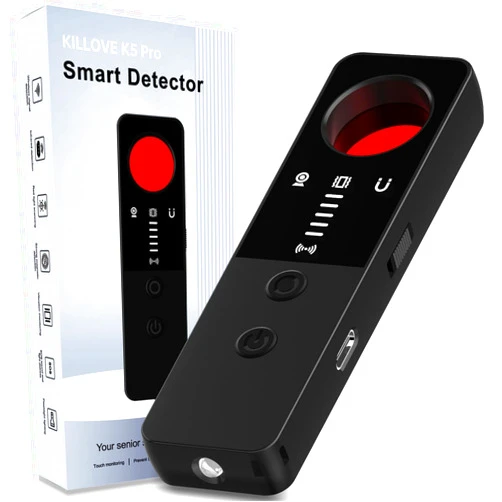 KILLOVE Hidden Camera Detectors Camera Detector - Anti-Spy Camera Detector Bug Detector GPS Tracker RF Signal Scanner Listening Devices Finder Wireless for Bathroom Office Hotel Airbnb Travel Car (Black)