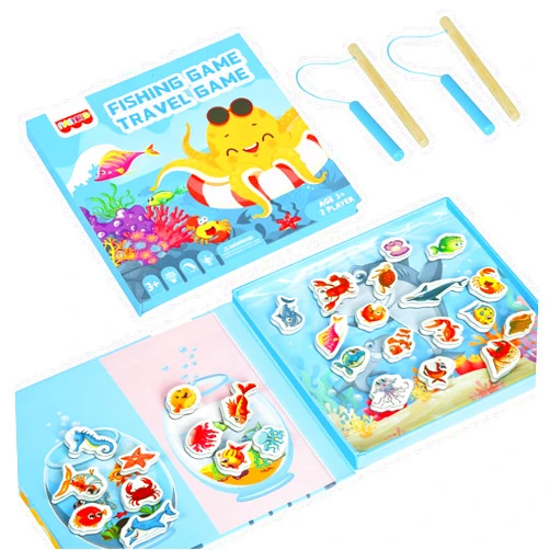 VOLSION Magnetic Fishing Game for Toddlers Ages 3-8 – Montessori Wooden Educational Toy with 28 Fish – Preschool Learning Toy for Fine Motor Skills, Travel, Airplane & Road Trips