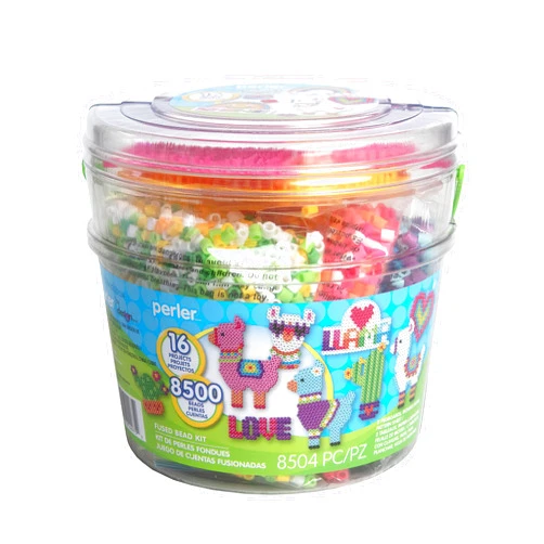 Perler 80-42975 Llama Love Fused Bead Activity Bucket with Patterns and Pegboards, Multicolor, 8505pcs