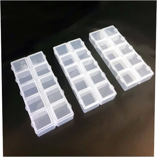 ZAYOIZY 3pack Plastic Jewelry Organizer Box with Dividers Clear Bead Storage Case Container 10-Grid Little Single Lid for Organizing Earring/Rings/Crafts/Hardware/Rubber Bands, 5.2'' x 2.3'' 0.78''