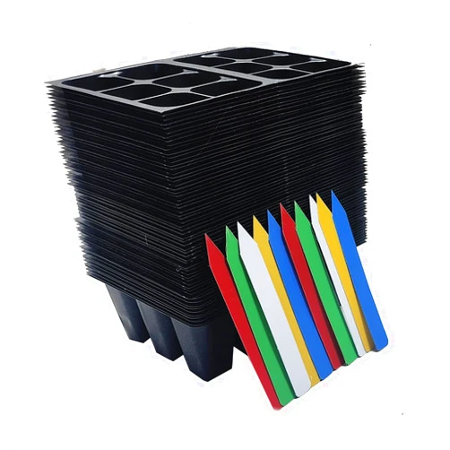 Dmarketline 720 Cells Seedling Starter Trays 120 Trays; 6-Cells Per Tray Plus 10 Color Plant Labels