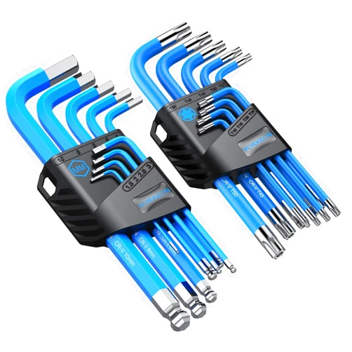 VORXEON 18PCS Hex Keys Allen Torx Star Wrench 1.5mm-10mm & T10-T50 With Ball End Security Tamper Proof Torx Wrenches, Premium CR-V and S2 Alloy Steel L-key Metric