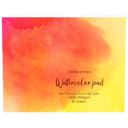 Prudiut 30 Sheets Watercolor Paper Pad 9x12, Cold Press Watercolor Paper, 140 lb/300 GSM Tearable Water Color Pad for Art Painting, Drawing, DIY Cards