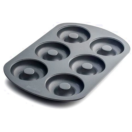 Bellemain Premiere Donut Pan for Baking | Nonstick 12.5 x 8.5” Doughnut Pan with 6-Doughnut Molds | Includes 2 Steel Donut Trays | Make Perfect Bagels and Cake Donuts (1-pack)