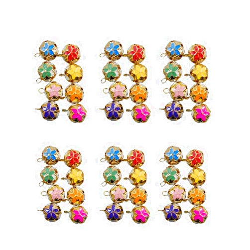 EXCEART 100Pcs Vintage Bells Charms Cherry Blossom Iron Bells Janpanese Hollow Bells Pendant for DIY Craft Keychain Backpack Hanging 14mm Mixed Color