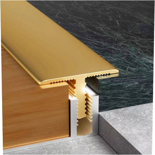 SUCHETA Floor Transition Strip Barss T Molding Edge Trim Strip with Track, Falt Gap Joining Cover for Wood to Tile, Home Flooring Threshold Transition Strips, Easy to Install