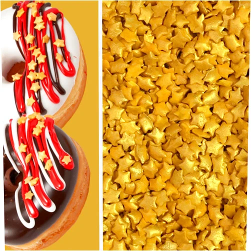 Sprinkle Deco Gold Star Shinny Metallic Sequin Confetti Sprinkles for Cakes and Cupcakes 4 oz