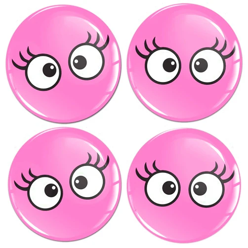 BiomarLabs 4 x 60mm 3D Domed Car Wheel Centre Center Rims Pink Eyelashes Cute Sweets Stickers Decals for Caps Vehicle Auto Tuning Emblem A 1760