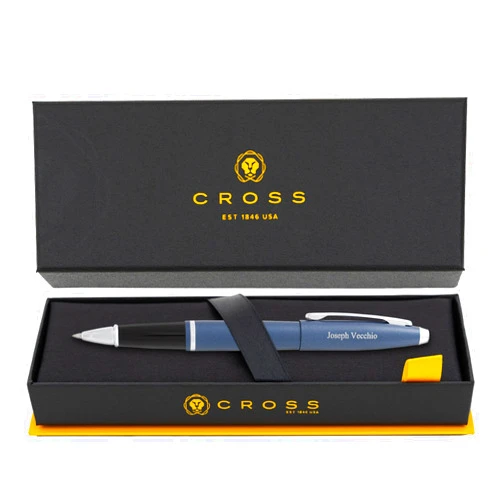 Dayspring Pens Cross Calais Capped Rollerball Pen, Matte Midnight Blue with Chrome Trim, Custom Engraved — Graduation, Promotion, or Teacher and Nurse Gift