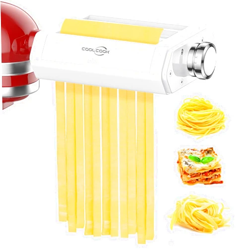 Coolcook Pasta Maker Attachment for KitchenAid Stand Mixers, Adjustable Thickness - 3 in 1 Pasta Roller Set for Kitchenaid Includes Pasta Roller, Pasta Cutter, Fettuccine Cutter with Cleaning Brush